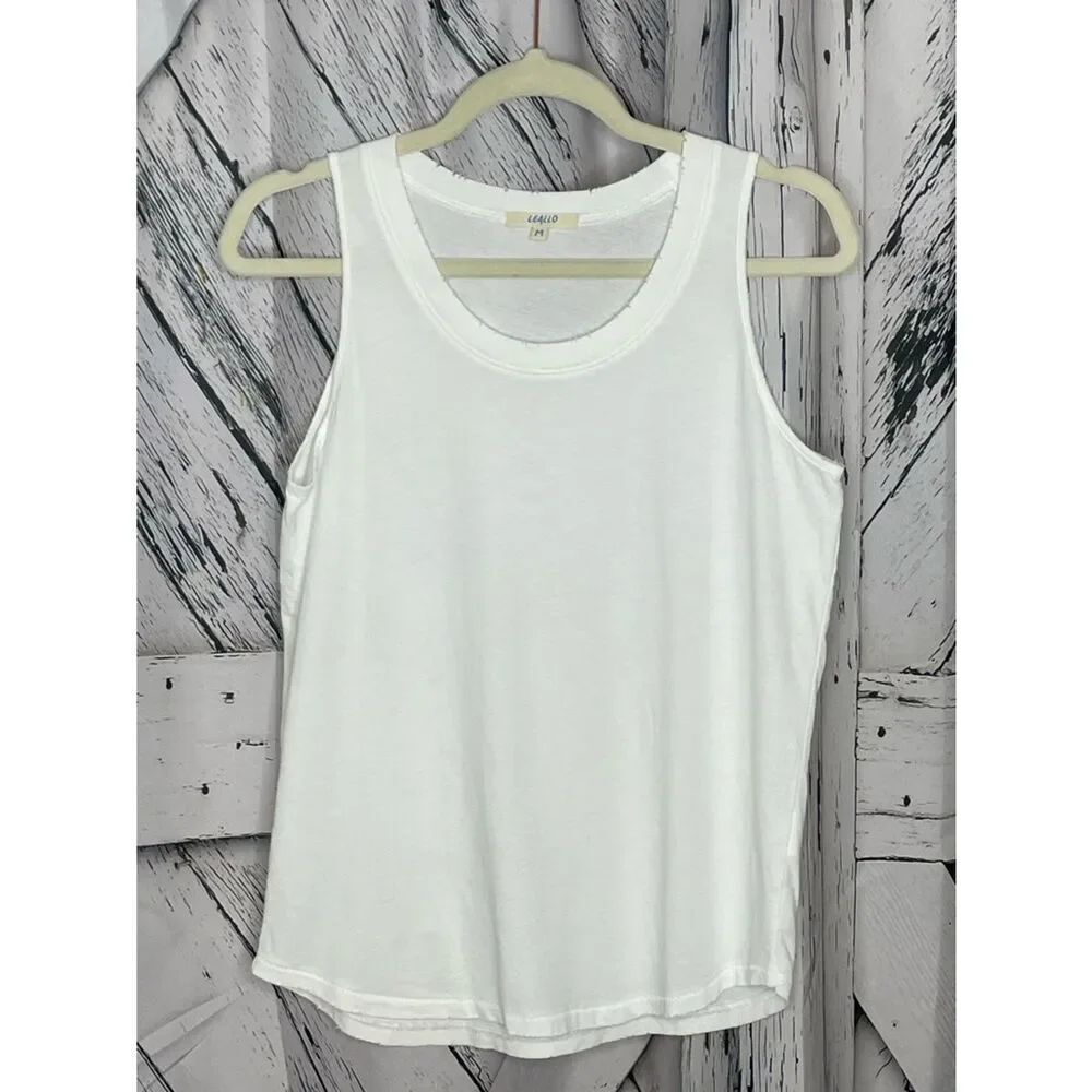 Leallo Distressed Tank Top White M